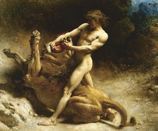 Simson und der Löwe von León Bonnat 1891
